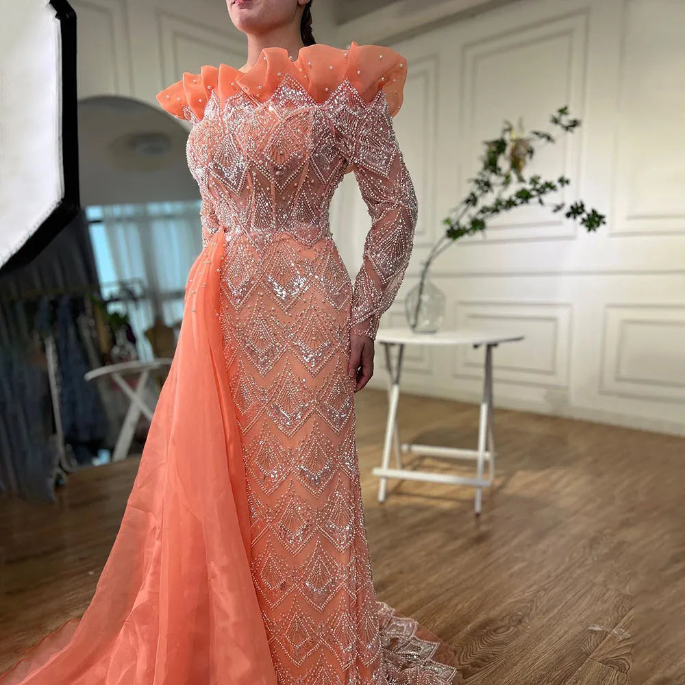 Luxury Designer Pearls Beaded One-Shoulder Evening Dress LA71649 - SERENE HILL