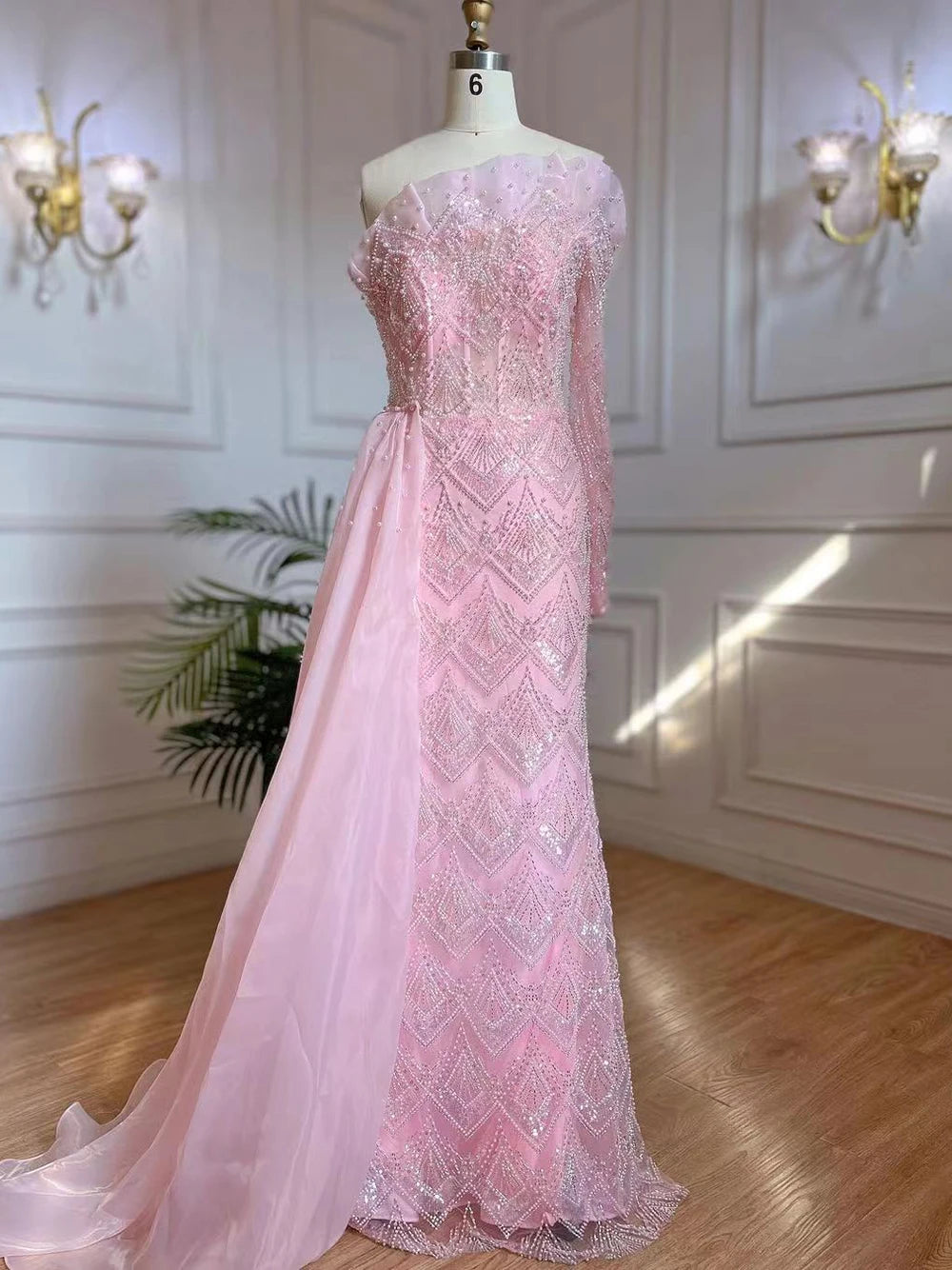 one shoulder designer dresses One Shoulder Gown in style AL A1053