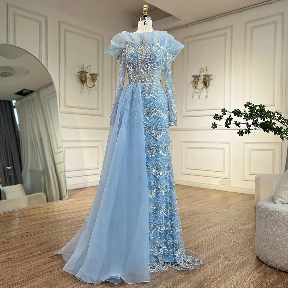 Luxury Designer Pearls Beaded One-Shoulder Evening Dress LA71649 - SERENE HILL