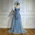 Luxury Dubai Mermaid Evening Dress With Skirt Light blue Beaded Spaghetti Strap For Formal Occasion LA72341A - SERENE HILL