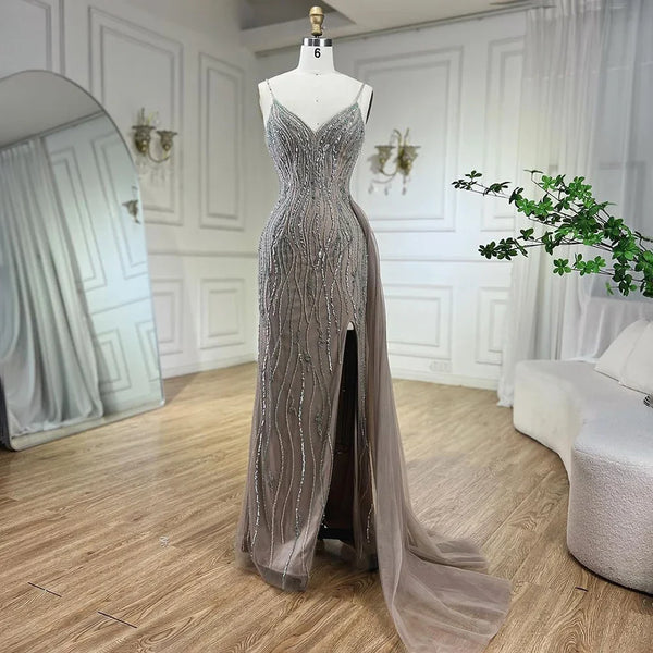 Serene Hill Mermaid Spaghetti Strap Luxury Beaded  Split Evening  Dresses Gowns  For Women Party  Prom Drsses  2025 LA72276
