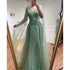 Serene Hill Mint Cape Sleeves A Line Beaded Luxury Dubai Evening Dresses Long 2025 Celebrity Gowns For Woman Party LA71865 - SERENE HILL