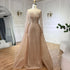 Serene Hill Muslim Beige Elegant Overskirt Mermaid Luxury Beaded Gold Evening Dresses Gowns 2025 For Woman Party LA72528 - SERENE HILL