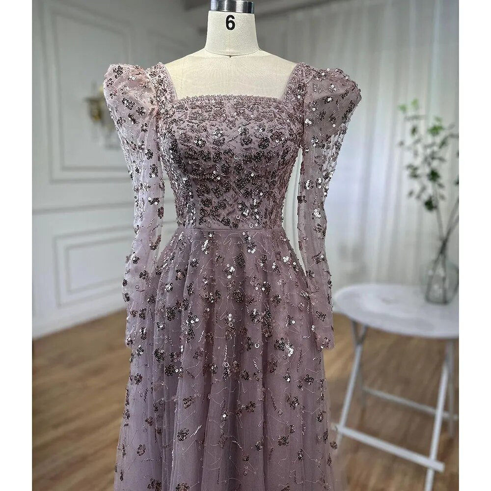 Serene Hill Muslim Blue A Line Evening Dresses Luxury Beaded Formal Go –  SERENE HILL