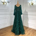 Serene Hill Muslim Gold Luxury A-Line Evening Dreses Gowns 2025 Puff Sleeves Beaded Sexy Formal Woman Party LA71049 - SERENE HILL