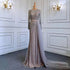 Serene Hill Muslim Gold Mermaid Elegant Beaded Luxury Dubai Evening Dresses Gowns For Women Wedding Party 2025 LA71429 - SERENE HILL