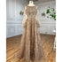 Serene Hill Muslim Green A-Line Luxury Evening Dreses Gowns 2025 O-Neck Puff Sleeves Beaded Sexy Formal Woman Party LA71049A - SERENE HILL