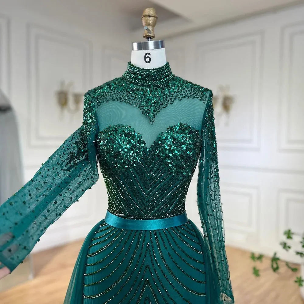 Serene Hill Muslim Green Elegant Mermaid Luxury Lace Beaded Arabic Eve –  SERENE HILL