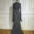 Muslim Grey Mermaid Long Sleeve Beaded Evening Dress LA72316 - SERENE HILL