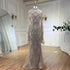 Muslim Grey Mermaid Long Sleeve Beaded Evening Dress LA72316 - SERENE HILL