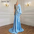 Serene Hill Muslim Mint Mermaid Elegant Beaded Satin Overskirt Evening Dresses Gowns Plus Size 2025 For Women Party LA71278 - SERENE HILL