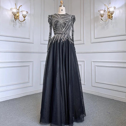 Serene Hill Muslim Pink A-Line Beaded Luxury Evening Dresses Gowns 2025 For Women Wedding Party LA71290A - SERENE HILL