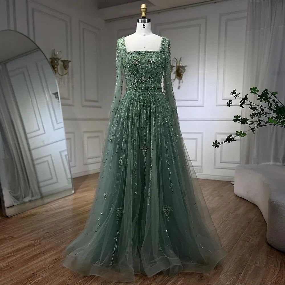 Luxury Designer Pink Dubai Evening Dress With Cape LA71803A - SERENE HILL