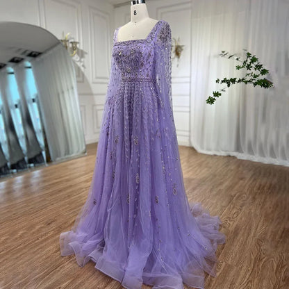 Luxury Designer Pink Dubai Evening Dress With Cape LA71803A - SERENE HILL