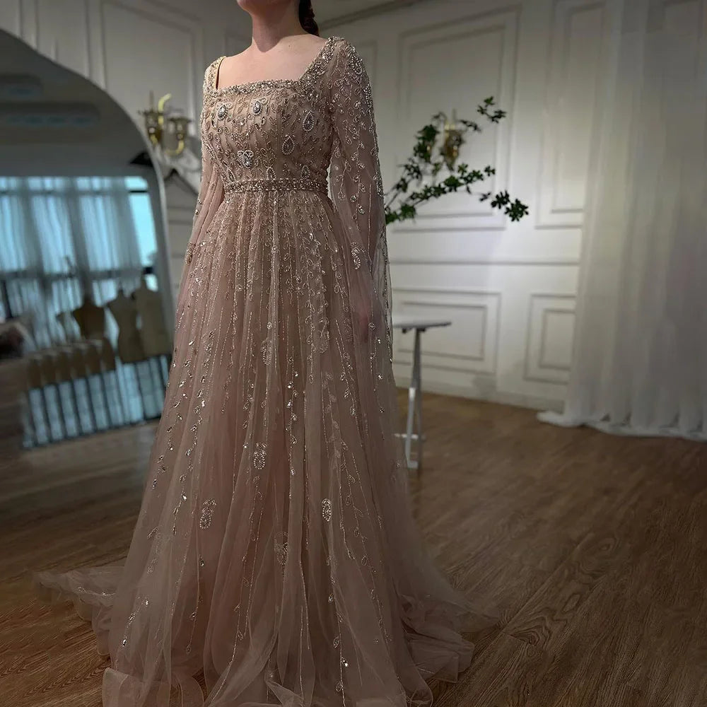 Luxury Designer Pink Dubai Evening Dress With Cape LA71803A - SERENE HILL