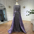Serene Hill Muslim Purple Mermaid Beaded Pearls Evening Gown with Detachable Overskirt for Women | Wedding Party 2025 LA72032E - SERENE HILL