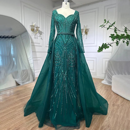 Serene Hill Muslim Royal Blue A Line Sweetheart Beaded Luxury Dubai Evening Dresses Gowns For Women Wedding Party 2025 LA72221 - SERENE HILL