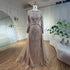 Serene Hill Muslim Silver Nude Mermaid Gown with Detachable Overskirt Beaded Evening Dress for Women Wedding Party LA71919 - SERENE HILL