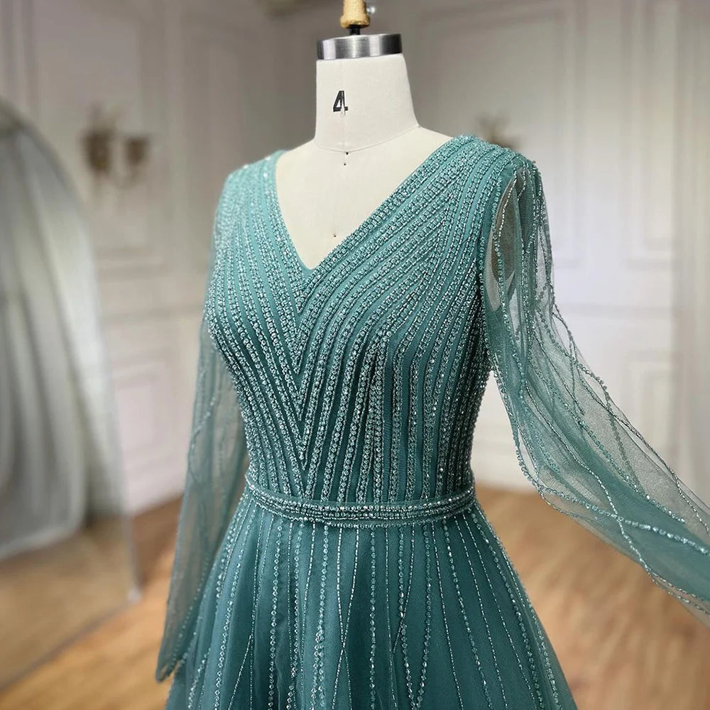 Muslim Luxury Turquoise A-Line Evening Dress LA72228 caramel / 10 Muslim Luxury Turquoise A-Line Evening Dress LA72228 caramel / 10