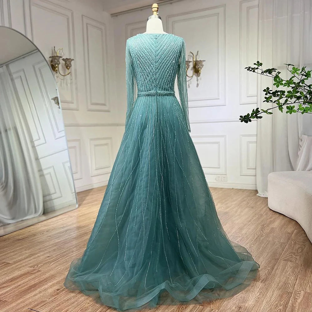 Muslim Luxury Turquoise A-Line Evening Dress LA72228 caramel / 6 Muslim Luxury Turquoise A-Line Evening Dress LA72228 caramel / 6