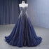 Serene Hill Navy Blue High End Sexy Crystal Beaded Luxury Pearls Lace Up Bride Gowns Wedding Dress Custom Made HM23102 - SERENE HILL