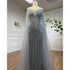Serene Hill Nude Arabic Mermaid Cape Sleeves O-neck Beaded Evening Dresses Luxury Gowns 2025 For Women Wedding Party LA72012 - SERENE HILL