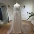 Serene Hill Nude Arabic Mermaid Cape Sleeves O-neck Beaded Evening Dresses Luxury Gowns 2025 For Women Wedding Party LA72012 - SERENE HILL