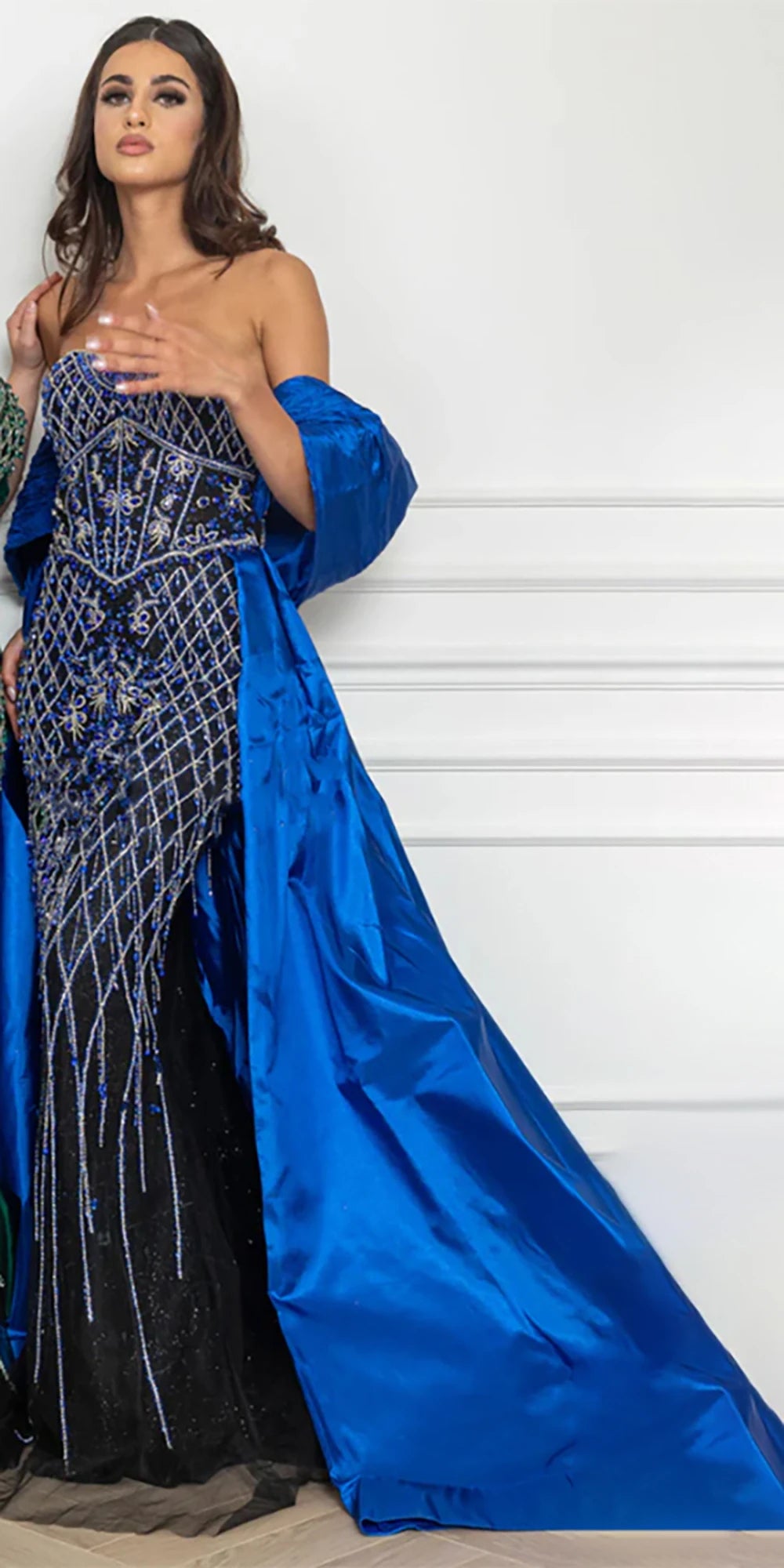 SERENE HILL Luxury Designer Dubai Nude Beaded Mermaid Evening Dress LA72819 - SERENE HILL
