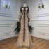 Serene Hill Nude O-neck Long Sleeves Cold Shoulder Evening Dresses Mermaid Beaded Party Gowns For Women LA72008 - SERENE HILL