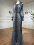 Serene Hill Nude O-neck Long Sleeves Cold Shoulder Evening Dresses Mermaid Beaded Party Gowns For Women LA72008 - SERENE HILL