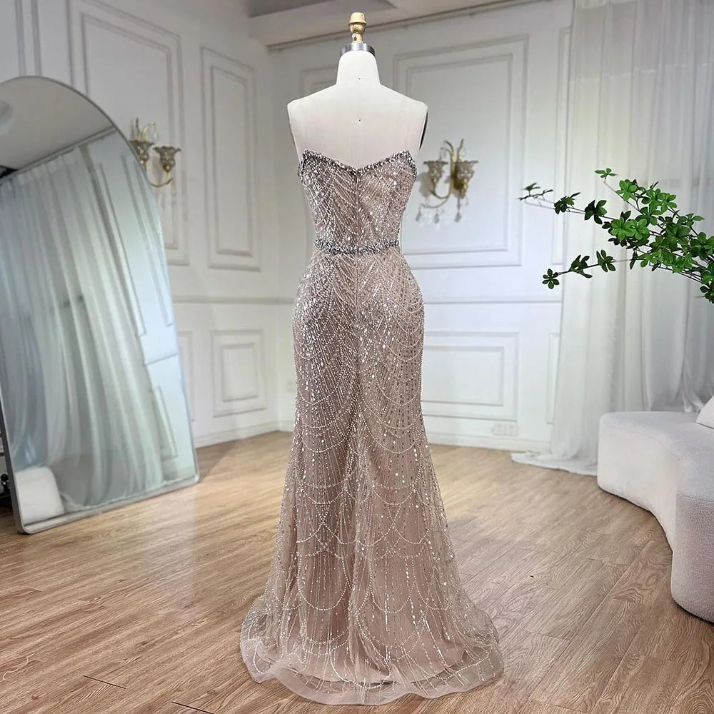 Serene Hill Nude Mermaid Luxury Evening Dresses Gowns And Beaded Design Arabic 2025 For Women Wedding Party LA72249 - SERENE HILL