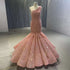 Serene Hill PeachOne Shoulder Lace Up Sequined Beaded Luxury Mermaid Bride Gowns Wedding Dress 2025 High End Custom Made HM67447 - SERENE HILL