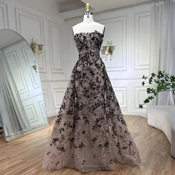Serene Hill Pink A Line Elegant Off the Shoulder Luxury Beaded Sequins Dubai Evening Dress for Women Party 2025 LA72388