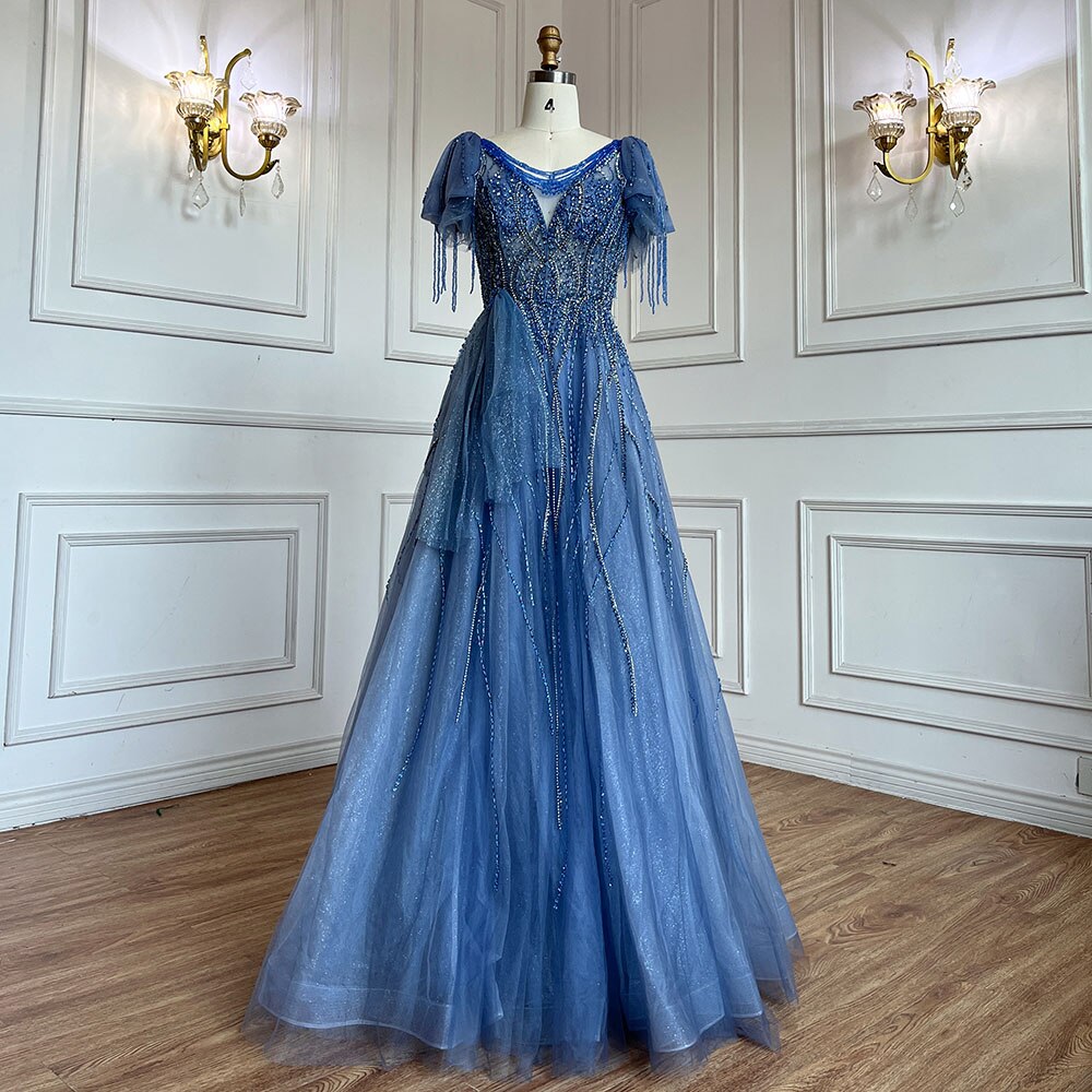 Serene Hill Pink Arabic Tassel A-line Beaded Prom Dresses Elegant Graduation Party Evening Gowns 2025 For Girls LA72066 - SERENE HILL