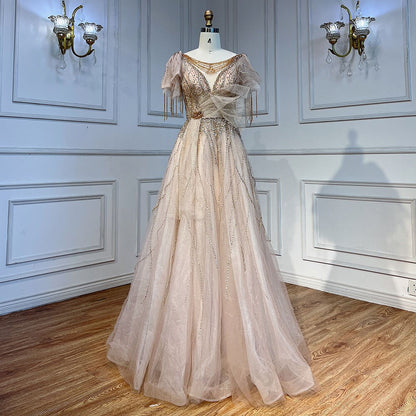 Serene Hill Pink Arabic Tassel A-line Beaded Prom Dresses Elegant Graduation Party Evening Gowns 2025 For Girls LA72066 - SERENE HILL