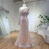 Serene Hill Pink Elegant Mermaid with Skirt Crystal Beaded Feathers Luxury Evening Dress Ladies Wedding Party Dress 2025 LA72377 - SERENE HILL