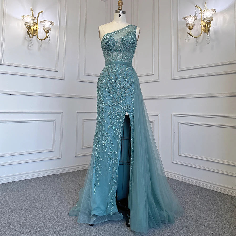 Serene Hill Pink High Split Mermaid Elegant Evening Dresses Gowns Luxury Beaded 2025 For Women Party LA71582 - SERENE HILL