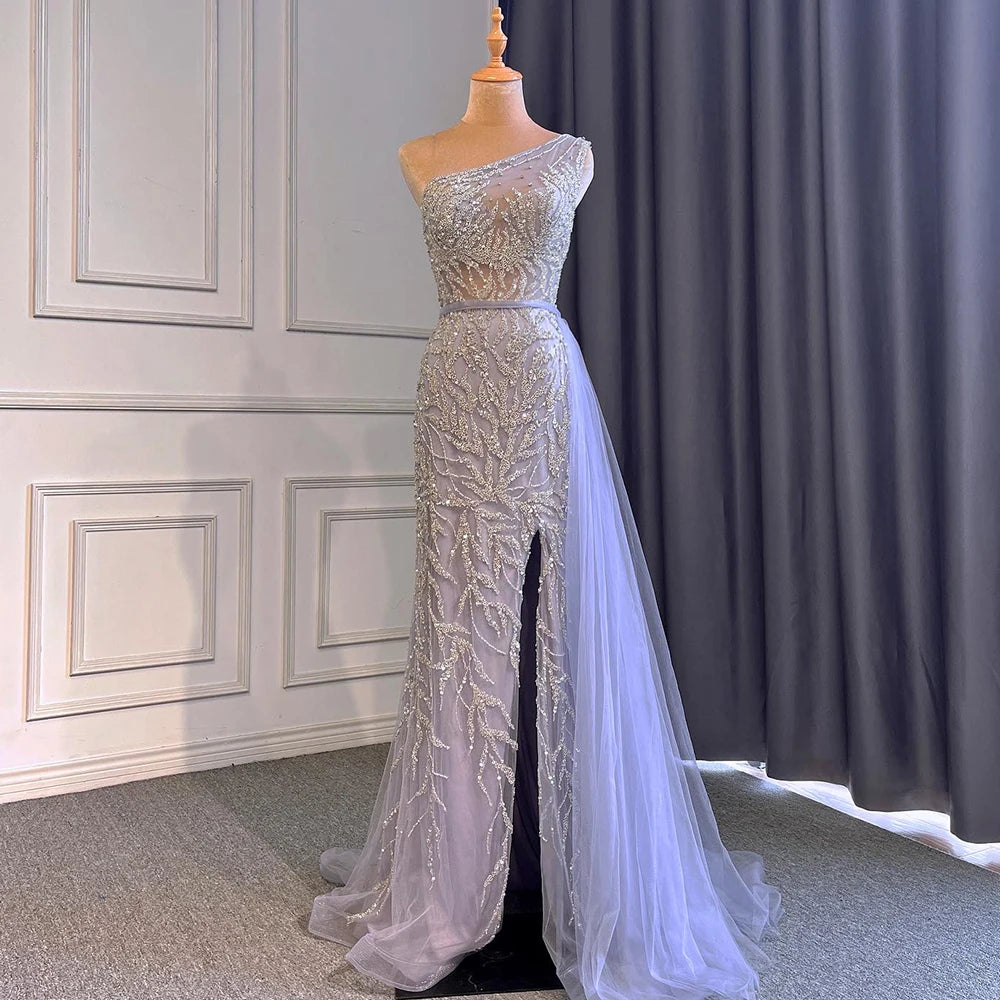 Serene Hill Pink High Split Mermaid Elegant Evening Dresses Gowns Luxury Beaded 2025 For Women Party LA71582 - SERENE HILL
