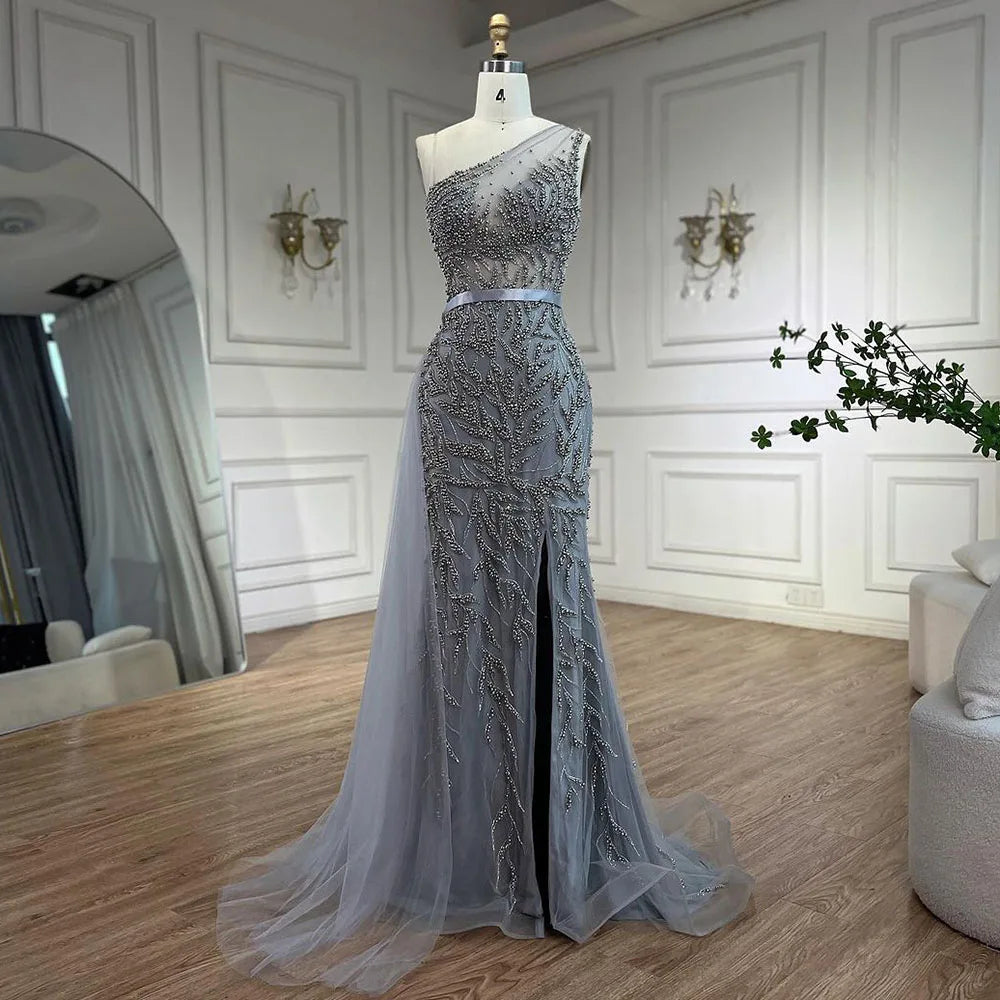 Serene Hill Pink High Split Mermaid Elegant Evening Dresses Gowns Luxury Beaded 2025 For Women Party LA71582 - SERENE HILL