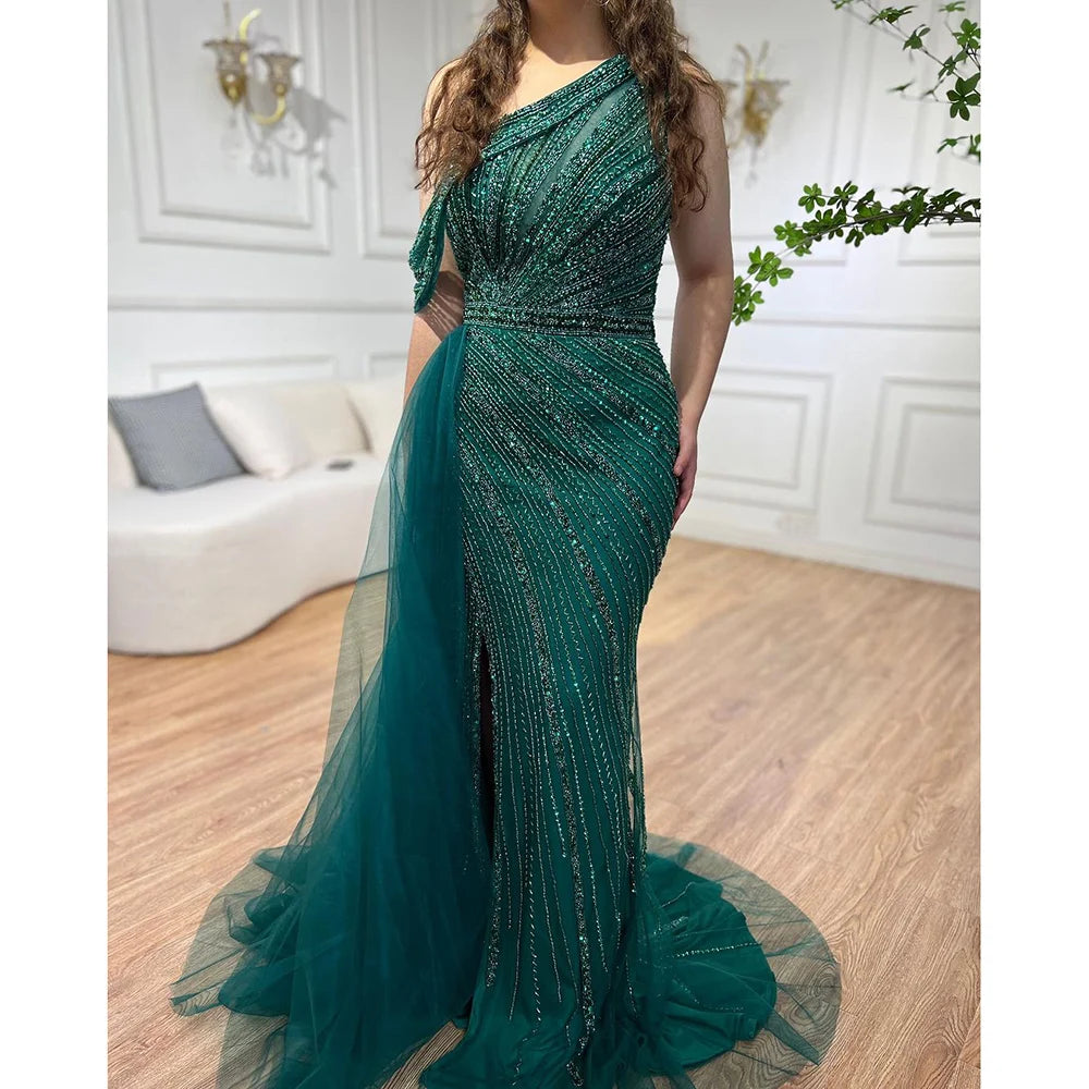 Luxury Rose Pink One Shoulder Mermaid Evening Dresses LA71371 - SERENE HILL
