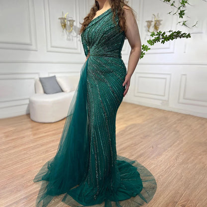Luxury Rose Pink One Shoulder Mermaid Evening Dresses LA71371 - SERENE HILL