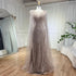 Serene Hill Pink Mermaid Elegant Cape Sleeves Evening Dresses Gowns 2025 Luxury Feathers Beaded For Women Party LA71709 - SERENE HILL