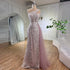 Serene Hill Pink Mermaid Overskirt Evening Dresses Gowns 2025 One Shoulder Beaded Elegant For Women Party LA71616 - SERENE HILL