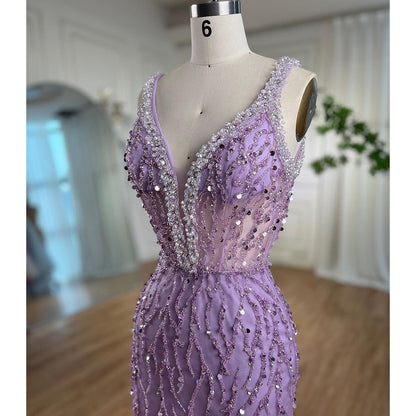 Luxury Feathers Pink Mermaid Evening Dresses LA72152 - SERENE HILL
