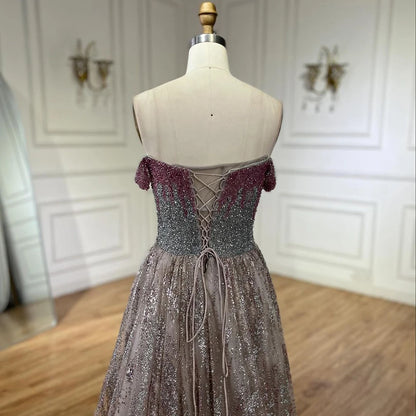 Serene Hill Pink Spaghetti Strap A Line Beaded Luxury Dubai Long Evening Dresses Gowns for Woman Wedding Party 2025 LA72507 - SERENE HILL