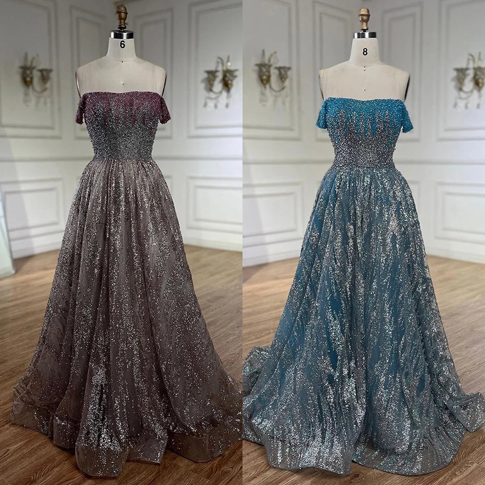 Serene Hill Pink Spaghetti Strap A Line Beaded Luxury Dubai Long Evening Dresses Gowns for Woman Wedding Party 2025 LA72507 - SERENE HILL