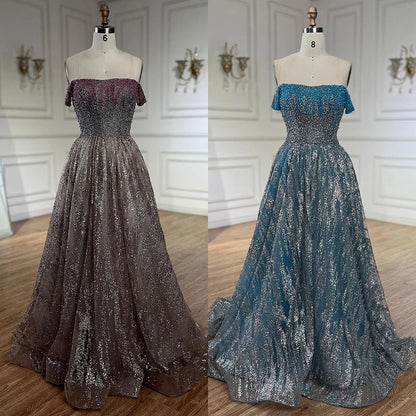Serene Hill Pink Spaghetti Strap A Line Beaded Luxury Dubai Long Evening Dresses Gowns for Woman Wedding Party 2025 LA72507 - SERENE HILL