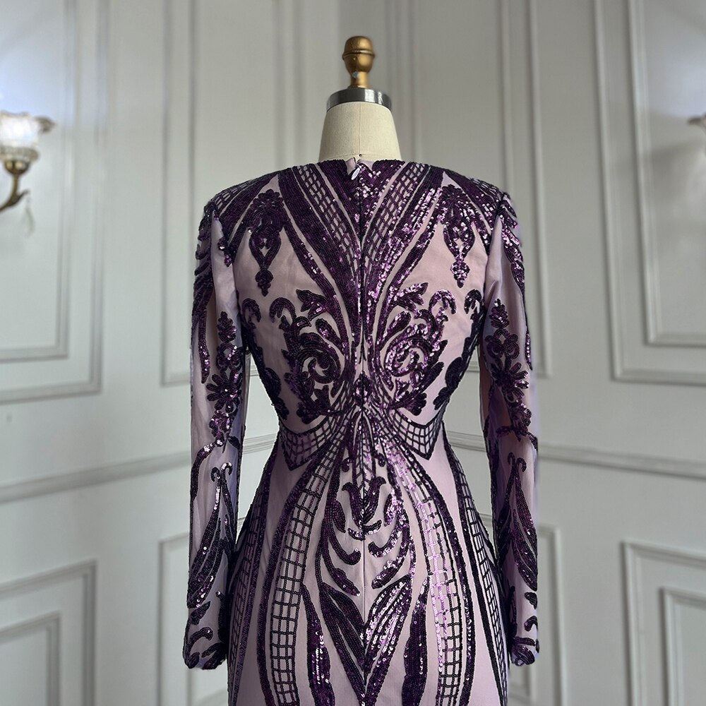 Serene Hill Purple Long Prom Dresses 2025 Luxury Sequined Sexy Mermaid Style Black Girl Prom Gala Party Gowns 2025 LA72071 - SERENE HILL