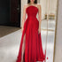 Serene Hill Red Chiffon Elegant Srapless with Split Evening Dress Luxury Dubai Arabic Women Wedding Prom Party Gowns 2025 LA72537 - SERENE HILL