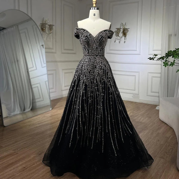 Serene Hill Rose Gold Beaded Evening Dresses Gowns 2025 A-Line Luxury Sleeveless For Women Party LA71459